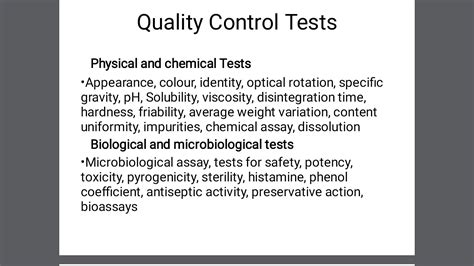 what are quality control tests chapter 40